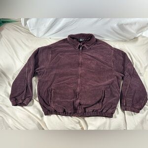 BDG Urban Outfitters Burgundy Corduroy Harrington Full Zip Medium Puffer Jacket